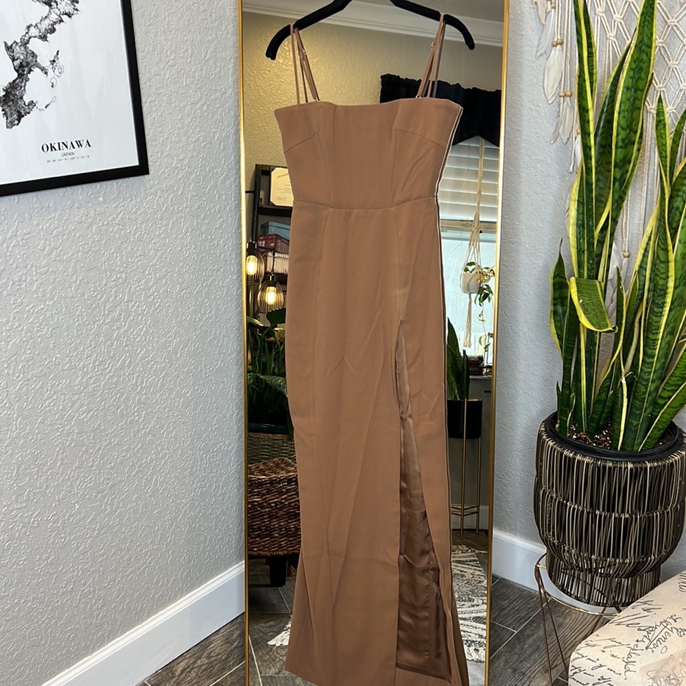 House Of Cb 'Jaida' Toast Corset Maxi Dress Nwot Gem